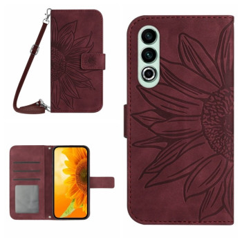 Чохол-книжка Skin Feel Sun Flower на OnePlus Nord CE 4 – винно-червоний