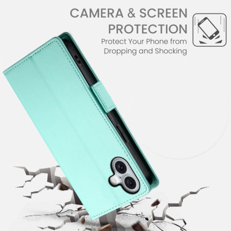 Чехол-книжка Side Buckle Magnetic Frosted Leather для iPhone 16 Plus - зеленый