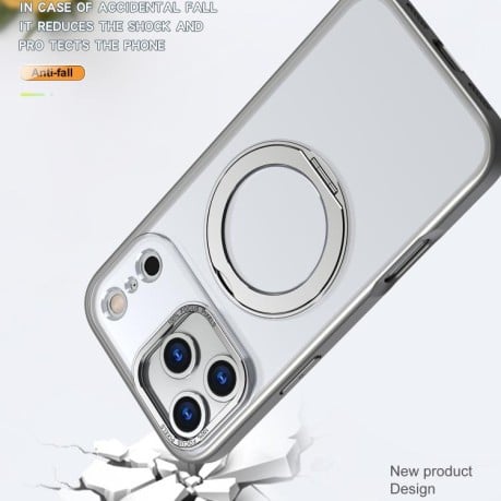 Чехол kalebol с MagSafe и подставкой 360 Metal Ring Holder на iPhone 17 Pro Max - Gray