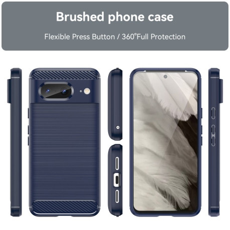 Противоударный чехол Brushed Texture Carbon Fiber на Google Pixel 8 - нави