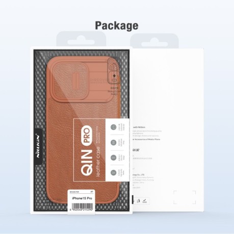 Кожаный чехол-книжка Nillkin Qin Series для iPhone 15 Pro - черный