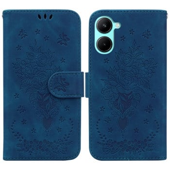 Чехол-книжка Butterfly Rose Embossed для Realme C33 - синий