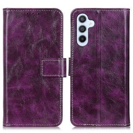 Чехол-книжка Magnetic Retro Crazy Horse Texture на Samsung Galaxy M35 5G - фиолетовый