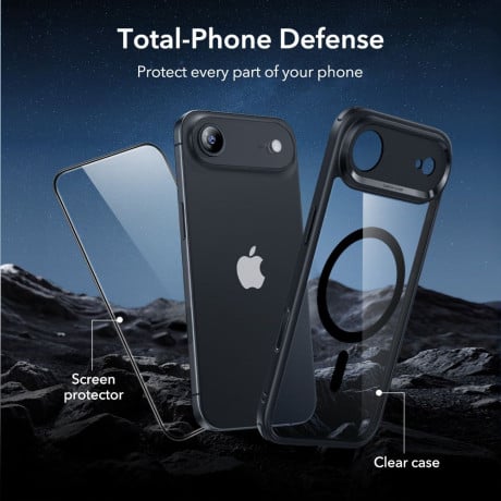 Оигинальный чехол ESR Classic Hybrid с MagSafe + накладка на клавишу на iPhone Air - Clear Black