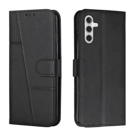 Чохол-книжка з рядком та фактурою Calf з магнітним хлястиком на Samsung Galaxy S25 FE 5G - чорний