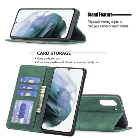 Чехол-книжка Magnetic Splicing для Samsung Galaxy S21 FE 5G - зеленый
