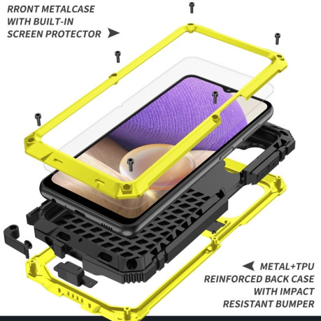Противоударный металлический чехол R-JUST Dustproof на Samsung Galaxy A32 5G / M32 5G - желтый