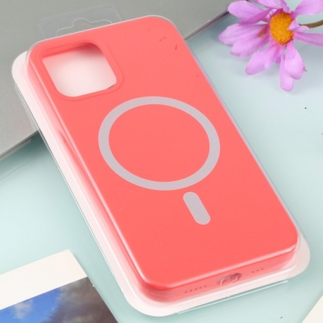Противоударный чехол Nano Silicone (Magsafe) для iPhone 14/13 - розово-красный