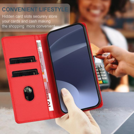 Чехол-книжка Embossed Multi-functional Wallet Retro Leather на Infinix Hot 50 Pro 4G - красный