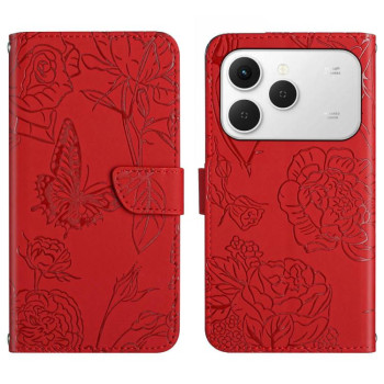 Чехол-книжка Skin Feel Butterfly Embossed на Tecno Spark 40 4G — красный