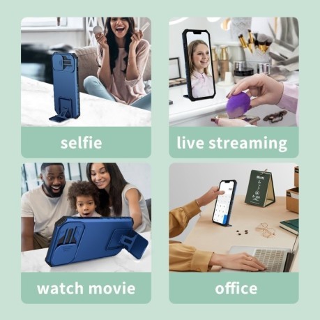Протиударний чохол Stereoscopic Holder Sliding для Vivo V23e/S10e 5G - синій