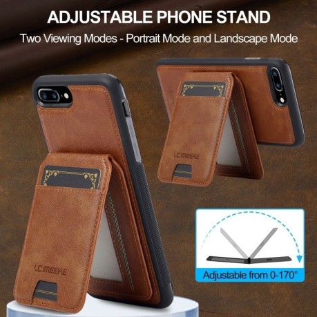 Чехол-книжка LC.IMEEKE L3 Series Detachable RFID Card Bag Magsafe для iPhone 16e - коричневый