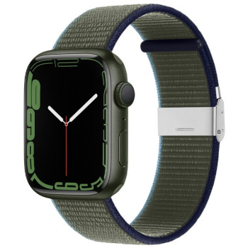 Ремінець Metal Buckle Nylon Strap для Apple Watch 10 42mm/Series 8/7 41mm / 40mm / 38mm - темно-зелений