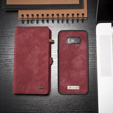 Шкіряний чохол-гаманець CaseMe на Samsung Galaxy S8+/G955 Crazy Horse Texcture Detachable-червоний