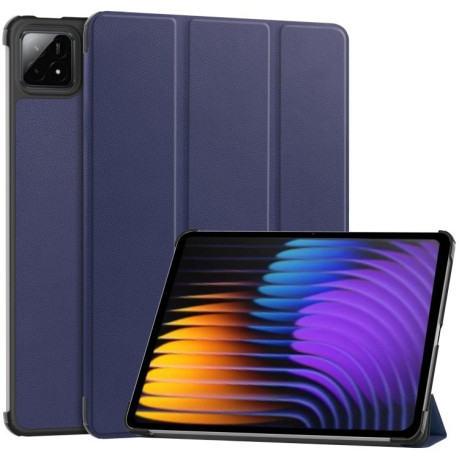 Чехол Custer Texture Three-folding Sleep/Wake-up для Xiaomi Pad 7 / 7 Pro- черный - синий