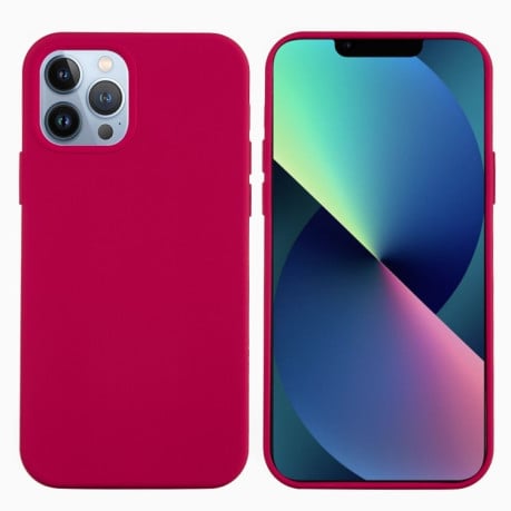 Чехол Solid Color Liquid Silicone на  iPhone 14 Pro - пурпурно-красный