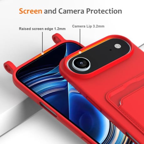 Силиконовый чехол Integrated Card Bag Solid Color Liquid Silicone на iPhone Air - красный
