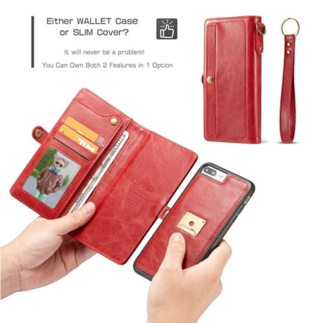 Кожаный чехол- книжка CaseMe на iPhone 8 Plus/ 7 Plus Red