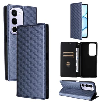Чехол-книжка Cubic Grid с фактурой Calf на Realme C100 4G / C100i 4G / C100x 4G — синий