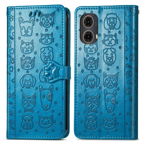 Чехол-книжка Cat and Dog для Motorola Moto G85 - синий