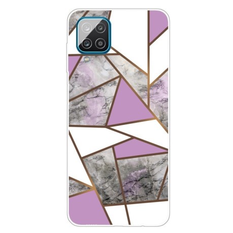 Противоударный чехол Marble Pattern для Samsung Galaxy A12 - Rhombus Gray Purple