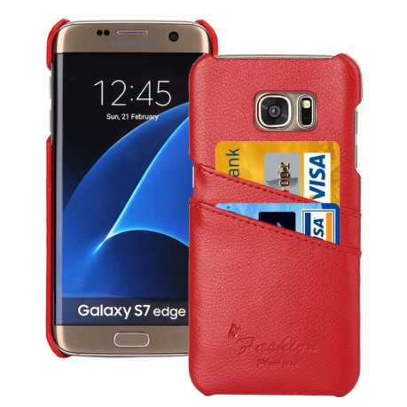 Шкіряний Чохол Fashion Deluxe Retro для Samsung Galaxy S7 Edge / G935 - червоний