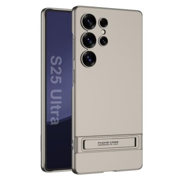 Противоударный чехол GKK Triumph Ultra-Thin Plain Leather для Samsung Galaxy S25 Ultra 5G - серый