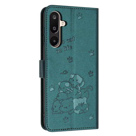 Чохол-книжка Embossed Kitten Phone Leather на Samsung Galaxy F16 5G / M16 5G - зелений