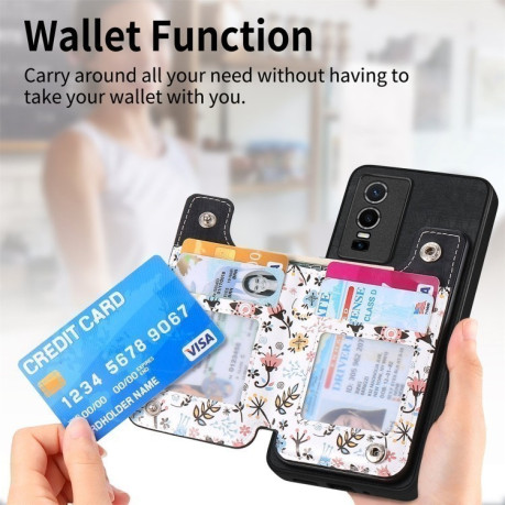Протиударний чохол Retro Painted Zipper Wallet для Vivo Y76 5G - чорний
