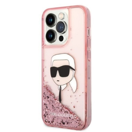 Оригінальний чохол Karl Lagerfeld Glitter Karl's Head для iPhone 14 Pro Max - pink