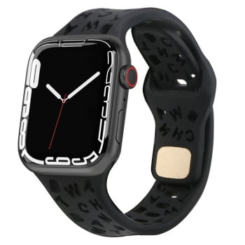 Ремінець English Letters для Apple Watch 10 42mm/Series 8/7 41mm / 40mm / 38mm - чорний