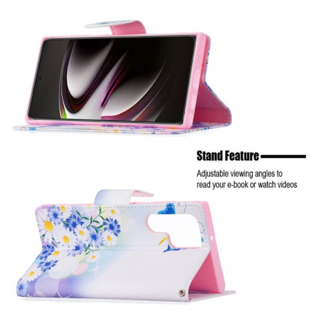 Чехол-книжка Colored Drawing Series на Samsung Galaxy S22 Ultra 5G - Butterfly Love