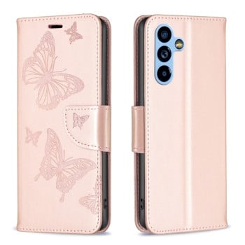 Чехол-книжка Butterflies Pattern для Samsung Galaxy A54 5G - розовое золото