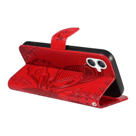 Чехол-книжка Swallowtail Butterfly Embossed Leather на Samsung Galaxy A07 5G - красный