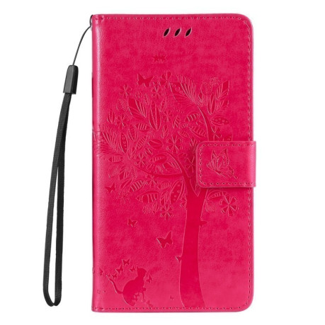 Чохол-книжка Happy Cat Pattern для iPhone 16e - пурпурно-червоний