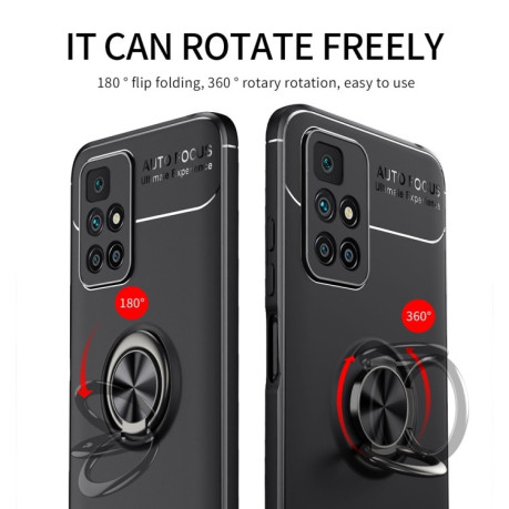 Ударозащитный чехол Metal Ring Holder 360 Degree Rotating на Xiaomi Redmi 10 - черно-красный