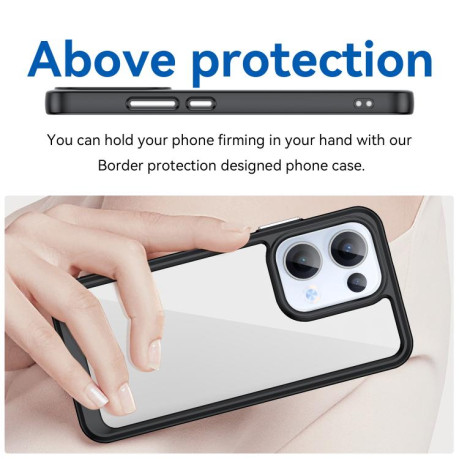 Противоударный чехол  Colorful Acrylic Series с цветной силиконовой боковиной на OPPO Reno13 Global - черный