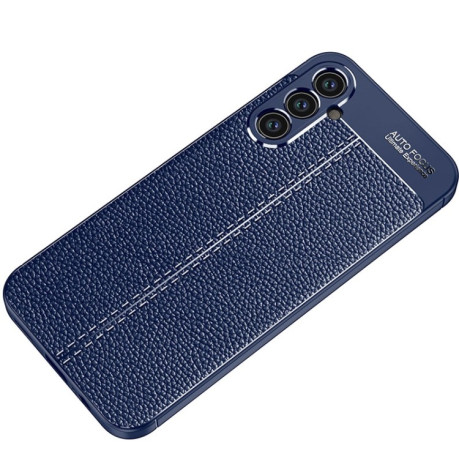 Противоударный чехол Litchi Texture на Samsung Galaxy A34 - синий