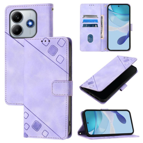 Чехол-книжка Skin-feel Embossed для Xiaomi Poco M7 Pro 5G Global - фиолетовый