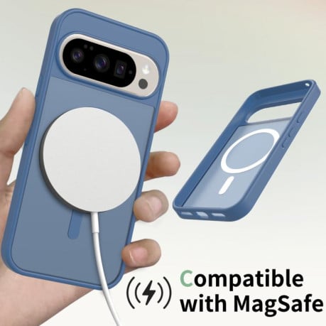 Чехол с мягкой фактурой Skin-feel с MagSafe гибридный на Google Pixel 10 / 10 Pro - синий