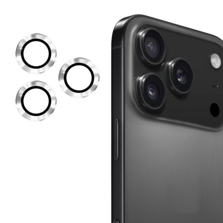 Защитное стекло на камеру ENKAY 9H Aluminium для iPhone 17 Pro / 17 Pro Max - серебристое
