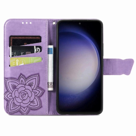 Чехол-книжка Butterfly Love Flower Embossed для Samsung Galaxy A25 - фиолетовый