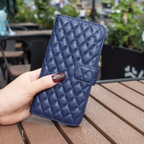 Чехол-книжка Diamond Lattice Wallet Flip Leather для Xiaomi Poco M6 4G / Redmi 13 4G - синий