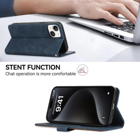 Чехол-книжка ABEEL Color Block Magnetic RFID Leather на Motorola Moto G15 4G / G05 - синий