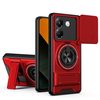 Противоударный чехол Lens Sliding Window Multifunctional Magnetic Shockproof со шторкой камеры на Xiaomi Poco M7 Pro 5G — красный