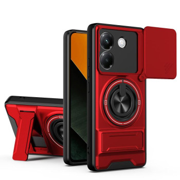 Протиударний чохол Lens Sliding Window Multifunctional Magnetic Shockproof з шторкою камери на Xiaomi Poco M7 Pro 5G — червоний