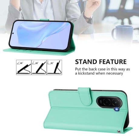 Чехол-книжка с мягким покрытием (Skin Feel) со шнурком на Xiaomi Poco M7 4G 169mm - зеленый