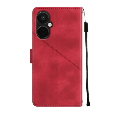 Чехол-книжка Skin-feel Embossed для OnePlus Nord CE 3  Lite - винно-красный