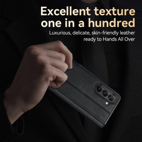 Шкіряний чохол-книжка SULADA All-inclusive Magnetic Snap Flip Leather для Samsung Galaxy Fold 6 - коричневий