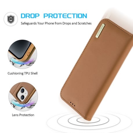 Шкіряний чохол-книжка DUX DUCIS Hivo Series на iPhone 15 -коричневый